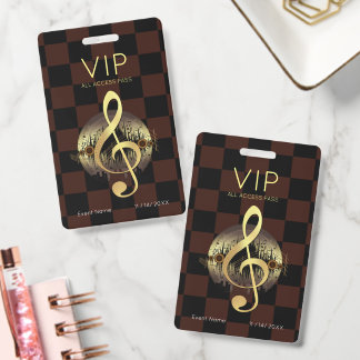 ゴールド トレブルクリフ VIP オールアクセス チェッカーデザイン バッジ