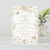 ゴールド トワレット・ド・ジュイ ヴィンテージ フラワー セーブ・ザ・デート 招待状 (スタンド正面)
