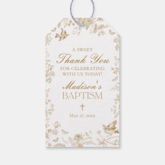 ゴールド トワール デ ジューイ 洗礼記念品 ギフトタグ (裏面)