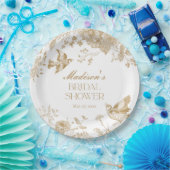 ゴールド トワール ド ジュイ ヴィンテージ フラワー ブライダル シャワー ペーパープレート (パーティー)