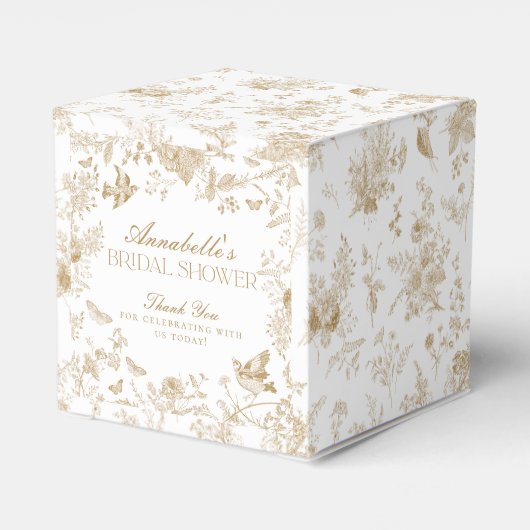 ゴールド トワ・ド・ジュイ フラワー ブライダル シャワー フェイバーボックス (裏面サイド)