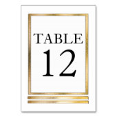 ゴールド・トーンの|白くモダンでシンプルなエレガント テーブルナンバー (裏面)