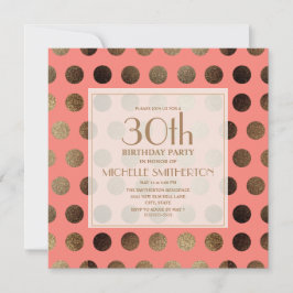 ゴールド ドット コーラル 30歳の誕生日 招待状