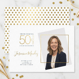 ゴールド ドット 50歳の素敵な誕生日フォト 招待状