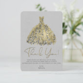 ゴールド ナチュラル グレー モダン ボタニカル ドレス ありがとうございます 招待状 (スタンド正面)
