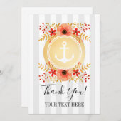 ゴールド ネイティブアンカー ウォーターカラー フラワー ありがとうございます サンキューカード (正面/裏面)