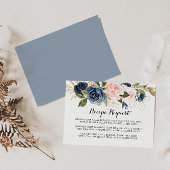 ゴールド ネイビーブルー ピンク フラワーの結婚式 レシピ リクエストカード エンクロージャーカード