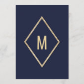 ゴールド ネイビーブルー フェイク グリッター シーケン 結婚式 メニューカード メニュー (裏面)