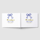 ゴールド ネイビーブルー リボン カップル名 結婚式 ゲストブック (全面)