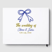 ゴールド ネイビーブルー リボン カップル名 結婚式 ゲストブック (裏面)