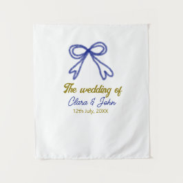 ゴールド ネイビーブルー リボン カップル名 結婚式 タペストリー