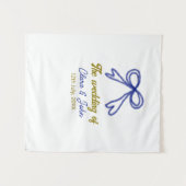 ゴールド ネイビーブルー リボン カップル名 結婚式 タペストリー (正面(横))