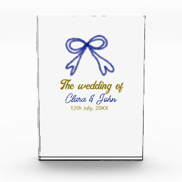 ゴールド ネイビーブルー リボン カップル名 結婚式 フォトブロック