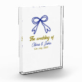 ゴールド ネイビーブルー リボン カップル名 結婚式 フォトブロック (左)