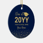 ゴールド&ネイビーブルー 卒業式 クリスマスプレゼント セラミックオーナメント (右)