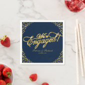 ゴールド ネイビーブルー 結婚します 婚約パーティー スタンダードカクテルナプキン (インサイチュ)