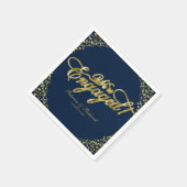 ゴールド ネイビーブルー 結婚します 婚約パーティー スタンダードカクテルナプキン (角)