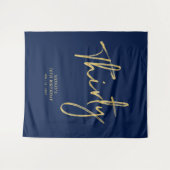 ゴールド＆ネイビーブルー 30歳誕生日パーティー 背景 タペストリー (正面(横))