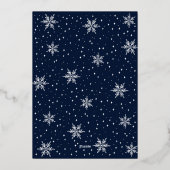 ゴールド＆ネイビー冬の雪のカップル結婚前祝賀会 箔招待状 (裏面)