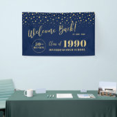 ゴールド＆ネイビー コンフェッティ クラス リユニオン パーティー ウェルカム 横断幕 (トレードショー)