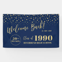 ゴールド＆ネイビー コンフェッティ クラス リユニオン パーティー ウェルカム