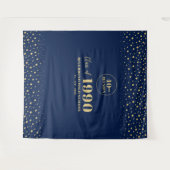 ゴールド＆ネイビー コンフェッティ クラス リユニオン パーティー 背景 タペストリー (正面(横))