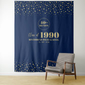 ゴールド＆ネイビー コンフェッティ クラス リユニオン パーティー 背景 タペストリー (インサイチュ)