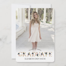 ゴールド ネイビー ブラッシュ フローラル レター 卒業写真