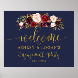ゴールド ネイビー マルサラ ボホエンゲージメントパーティーポスター ポスター
