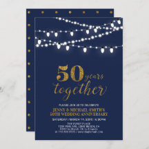 ゴールド & ネイビー | モダンな50周年結婚記念日