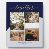 ゴールド&ネイビー | 一緒に 家族 ギフト フォト コラージュ フォトプラーク (正面)