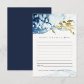 ゴールド ネイビー 水中の魚がベビーシャワーを願う エンクロージャーカード (正面/裏面)