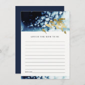 ゴールド ネイビー 水中 海の魚 アドバイス ベビーシャワー エンクロージャーカード (正面/裏面)