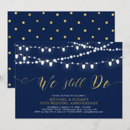 ゴールド & ネイビー | 現代的な50周年結婚記念日 招待状