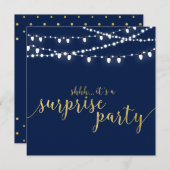 ゴールド & ネイビー | 50周年のサプライズ結婚記念日 招待状 (正面/裏面)