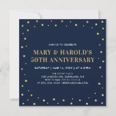 ゴールド&ネイビー | 50周年のサプライズ結婚記念日 招待状 (裏面)