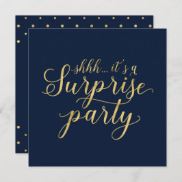 ゴールド & ネイビー | 50周年サプライズ結婚記念日 招待状