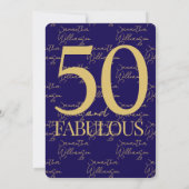 ゴールド ネイビー 50 おしゃれな50歳の誕生日 | お誕生日おめでとう 50歳 招待状 (裏面)