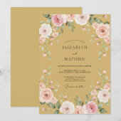 ゴールド・ノーブル・伝統的な結婚式 招待状 (正面/裏面)