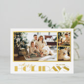 ゴールド ハッピー ホリデーズ マルチ フォト 箔シーズンカード (立ち正面)