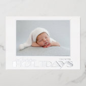 ゴールド ハッピー ホリデー フォト フォイル ホリデー カード (正面)