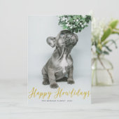 ゴールド ハッピー ホリデー ⎢ フォト ホリデー カード (スタンド正面)