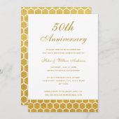 ゴールド ハニカム 50周年 結婚記念日 招待状 (正面/裏面)