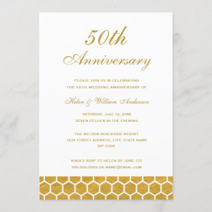 ゴールド ハニカム 50周年 結婚記念日 招待状