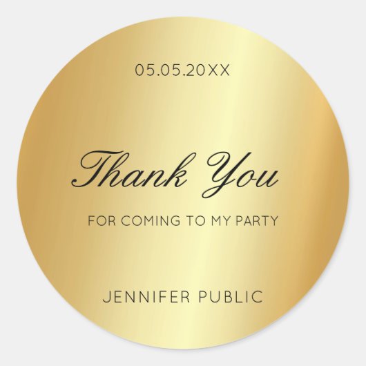 ゴールド ハンドスクリプト テキスト サンクス グラマー テンプレート ラウンドシール (正面)