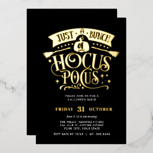 ゴールド ハーカス ポーカス ハロウィーン バッシュ パーティー ホイル 箔招待状