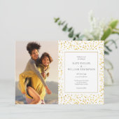 ゴールド ハーツ コンフェッティ フォト ウェディング 招待状 (スタンド正面)