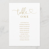 ゴールド ハート スクリプト テーブル ナンバー シーティング チャート 招待状 (裏面)