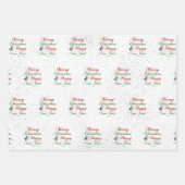 ゴールド |バラ金ゴールド |シルバーグリッターメリークリスマス ラッピングペーパーシート (正面3)