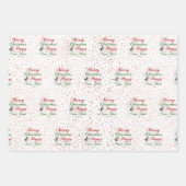 ゴールド |バラ金ゴールド |シルバーグリッターメリークリスマス ラッピングペーパーシート (正面2)